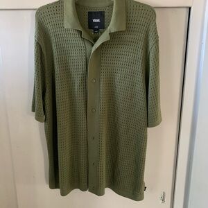 Vans Men's Casual Olive Button-Down Shirt